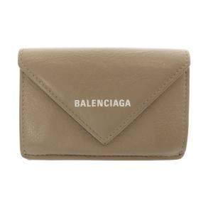 ペーパーミニウォレットミニ財布 ロゴ 三つ折り レザー べージュ 391446 /SR13 OH