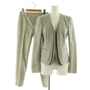 スーツ セットアップ上下 ノーカラージャケット パンツ スラックス テーパード 0 グレー /MY OS