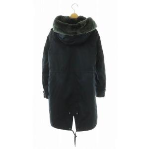 WOOLRICH ラビットファー モッズコート フード ライナー付き XS 紺 /MI OS