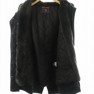 WOOLRICH ラビットファー モッズコート フード ライナー付き XS 紺 /MI OS