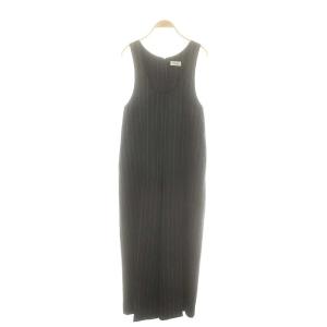 25SS ウーステッドツイル Uネックオールインワン ストライプ 36 紺 白 /MI OS