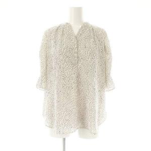 24SS ウォッシャブルドットブラウス 半袖 F オフホワイト ブラック /DF OS