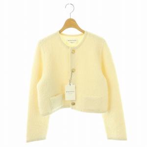 ムートン クルーネックカーディガン 長袖 S ホワイト /HK OS