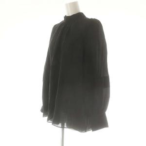 ANAYI 23SS オーガンジー袖タックボウブラウス 長袖 38 ブラック /DF OS