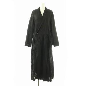 9005 リネン平コート スプリングコート アウター 36 黒 ブラック /NR OS