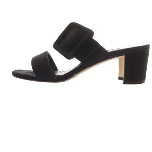 MANOLO BLAHNIK TITUBANEW バックル スエード サンダル 37 黒 ブラック /SR7