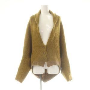 ウール アルパカ混 カーディガン ニット 40 マスタード 茶 /MI OS