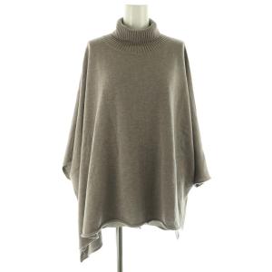 ウール ドルマンスリーブ ニット 七分袖 タートルネック アシンメトリー グレージュ /MY OS