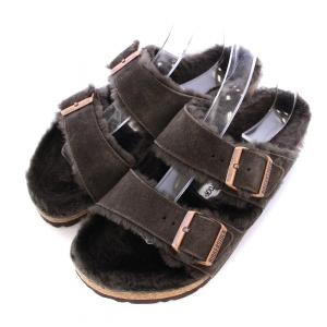 ARIZONA アリゾナ サンダル 厚底 ベルト ファー スエード 26cm チャコールグレー /BB