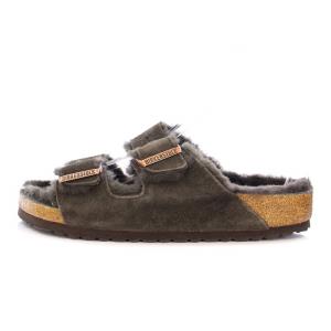 BIRKENSTOCK ARIZONA アリゾナ サンダル 厚底 ベルト ファー スエード 26cm チャコールグレー /BB