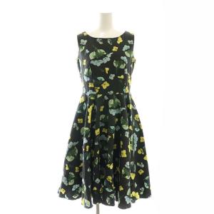 花柄ノースリーブワンピース 膝丈 36 ブラック マルチカラー /DO OS