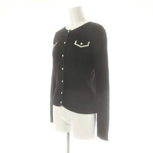 René フェイクパールボタン カーディガン ニット 長袖 34 ブラック 6242550 /HK OS