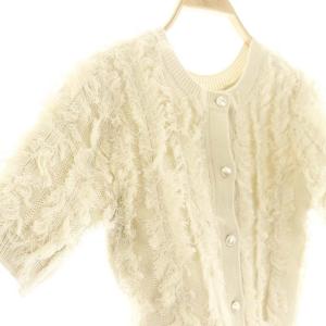 DRESSTERIOR 前後2WAY半袖フリンジニット クロップド 34 ライトベージュ /DO OS