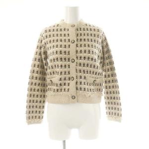 ヴィンテージラメツィードカーディガン ニット 長袖 34 ベージュ /HK OS