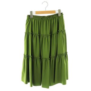 41285 ミスグロリア ティアードスカート ギャザースカート フレア 38 モスグリーン /ES OS