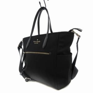 kate spade new york 美品 2WAY トートバッグ ショルダーバッグ ナイロン ロゴ 黒 ブラック /FT