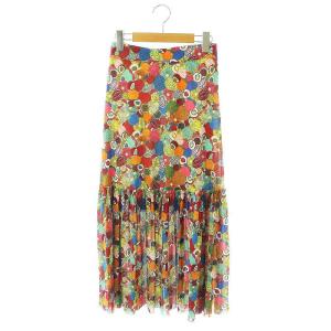 23年 パワーネット 総柄 ティアードスカート ロング 38 マルチカラー /HK OS