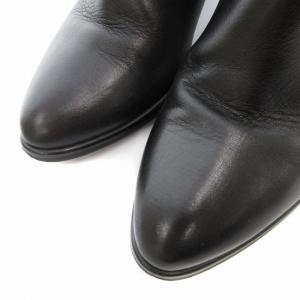 DIANA ショートブーツ チャンキーヒール レザー 異素材切替 ベルト 24.5cm 黒 ブラック /FT