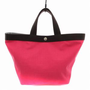 704C コーデュラスクエアトート ハンドバッグ ロゴ 切替 B5サイズ ピンク /FT