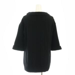 Drawer ローゲージニットプルオーバー セーター 五分袖 1 ブラック /HK OS