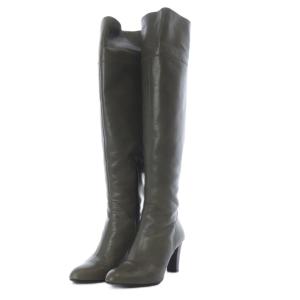 ニーハイブーツ ロング ハイヒール レザー 24cm グレー /YO1