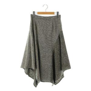ウール フレアスカート ロング イレギュラーヘム 36 ブラックミックス /ES OS