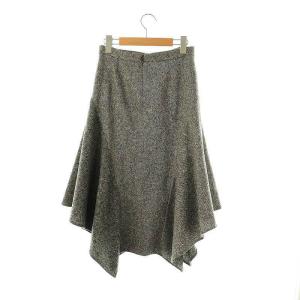 STELLA McCARTNEY ウール フレアスカート ロング イレギュラーヘム 36 ブラックミックス /ES OS