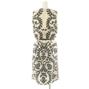 Chloe 総柄ワンピース 膝丈 ノースリーブ シルク 34 アイボリー ブラック グレー /ES OS