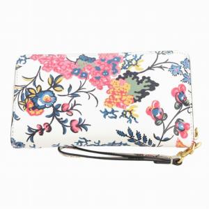 長財布 ウォレット 花柄 ロゴ パッチ レザー 白 ホワイト /HO AA