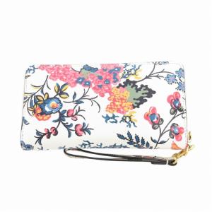 TORY BURCH 長財布 ウォレット 花柄 ロゴ パッチ レザー 白 ホワイト /HO AA