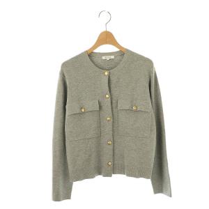 メタルボタンクルーネックカーディガン ニット M グレー /ES OS