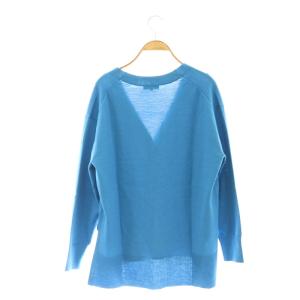 PLST エクストラファインメリノウールブレンドVネックカーディガン S 青 ブルー /CX OS