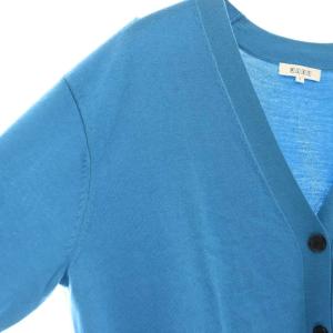 PLST エクストラファインメリノウールブレンドVネックカーディガン S 青 ブルー /CX OS