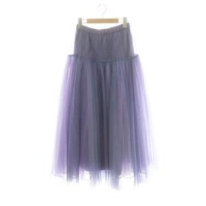 切替ギャザーチュールスカート フレア Free 紫 /MI OS