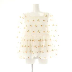 フラワーペプラムブラウス シアー 刺繍 長袖 0 ホワイト /DF OS