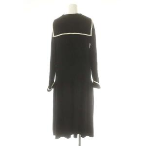 Chesty セーラーニットワンピース ミモレ ロング 長袖 1 黒 ブラック 白 ホワイト /AT OS