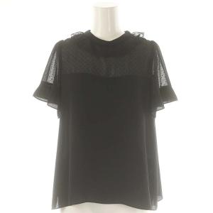 ドット シアー フリル 半袖 ブラウス M 黒 /MI OS