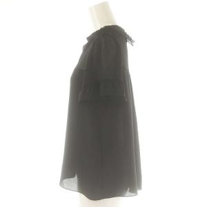 franche lippée ドット シアー フリル 半袖 ブラウス M 黒 /MI OS