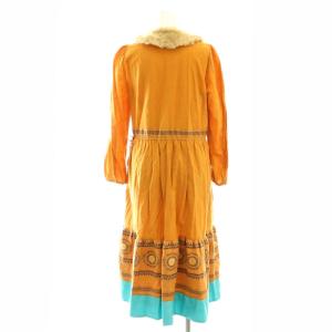 franche lippée オリエンタルワンピース ロング 刺繍 M オレンジ /DF OS