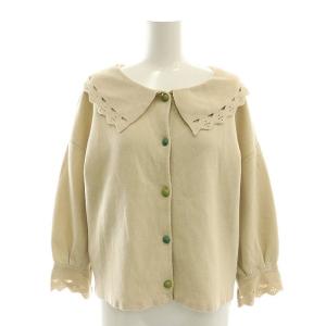 衿付き ニットカーディガン 七分袖 40 ベージュ /HK OS