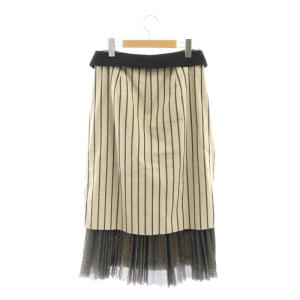 ADORE シャンブレーストライプスカート タイトスカート ロング 36 ベージュ ブラック /DF OS