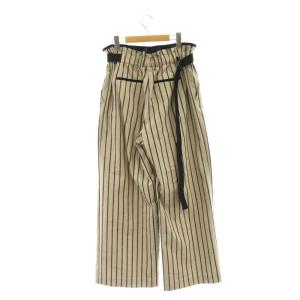 ADORE シャンブレーストライプパンツ ストレート 38 ベージュ 黒 ブラック /AT OS