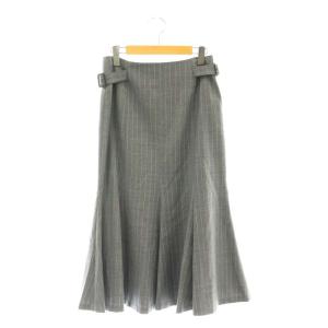 マイクロウォッチストライプスカート フレア ミモレ ロング 36 グレー /AT OS