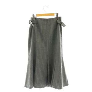 ADORE マイクロウォッチストライプスカート フレア ミモレ ロング 36 グレー /AT OS