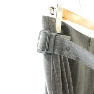 ADORE マイクロウォッチストライプスカート フレア ミモレ ロング 36 グレー /AT OS