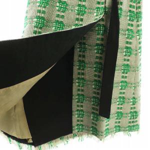 ADORE ツイード ラップスカート フレア ミモレ ロング 36 白 ホワイト 緑 グリーン /AT OS