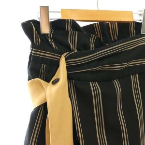 ADORE リボン ストライプ ワイドパンツ 36 黒 ブラック ベージュ /AT OS