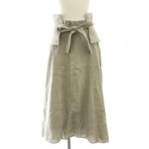 リネン ロングスカート フレア マキシ 36 グレー /AT OS