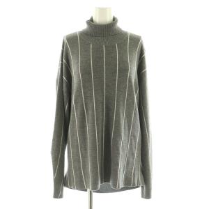 ストライプニット セーター 長袖 タートルネック 38 グレー /MY OS