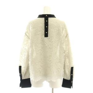 ADORE ペーズリーレースブラウス プルオーバー 長袖 38 ライトグレー ブラック /DF OS